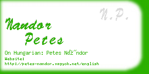 nandor petes business card